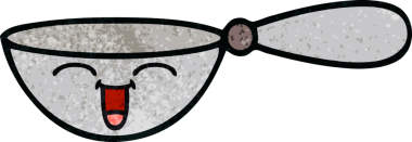 Bir insan tarafından çizilmiş bir kaşık retro grunge desen karikatürü.