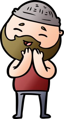 Bir insan tarafından çizilmiş mutlu sakallı bir adam.