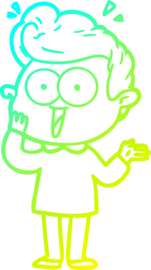 Bir insan tarafından çizilmiş soğuk çizgi çizgi film karakteri.