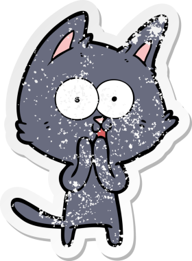 Bir insan tarafından çizilmiş komik bir çizgi film kedisinin sıkıntılı çıkartması.