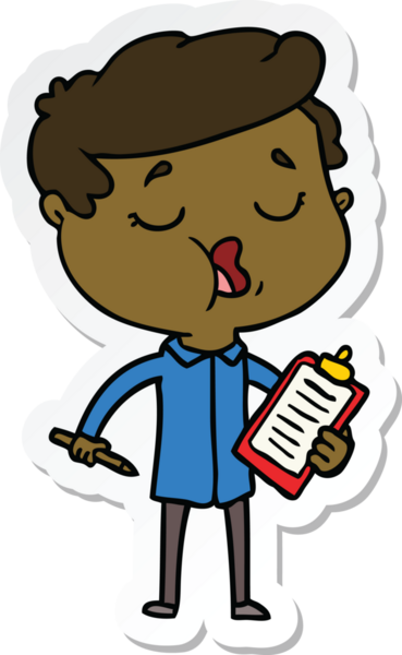 Bir insan tarafından çizilmiş bir karikatür adamın çıkartması.