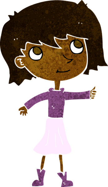 Bir insan tarafından çizilmiş mutlu bir kız.