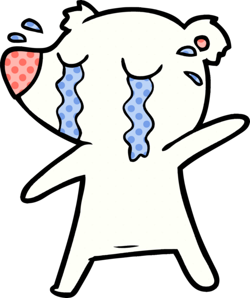 Bir insan tarafından çizilmiş üzgün küçük kutup ayısı çizgi filmi.