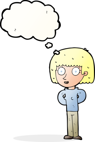 Bir insan tarafından çizilmiş düşünce baloncuğu olan bir karikatür.