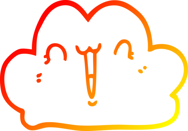 Bir insan tarafından çizilmiş sevimli bir karikatür bulutunun sıcak gradyan çizimi