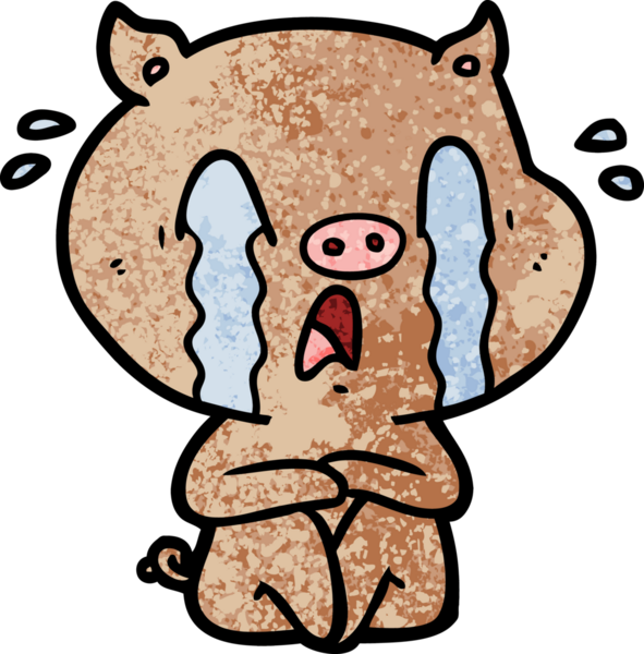 Bir insan tarafından çizilmiş ağlayan domuz çizgi filmi.