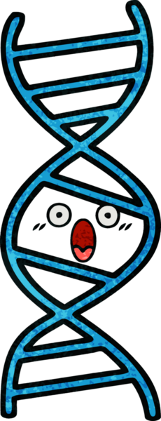 Bir insan tarafından çizilmiş DNA ipliğinin retro grunge desen karikatürü