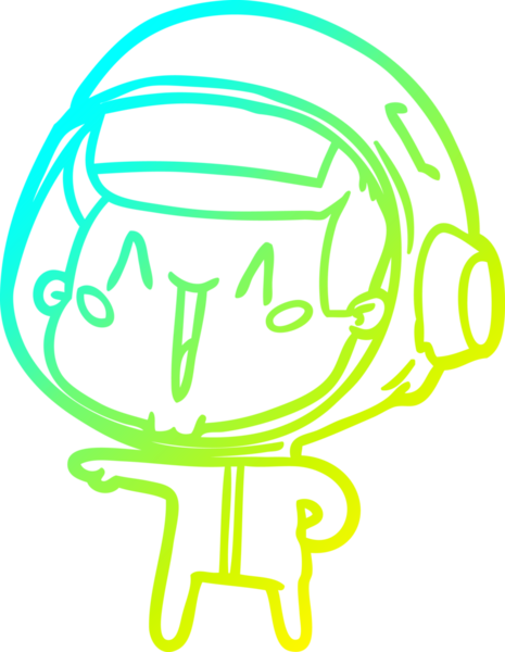 Bir insan tarafından çizilmiş mutlu bir astronotun soğuk çizgi çizimi.