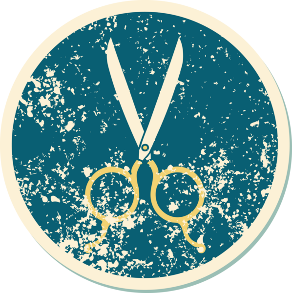 Bir insan tarafından çizilmiş berber makasının sembolik dövmeli görüntüsü