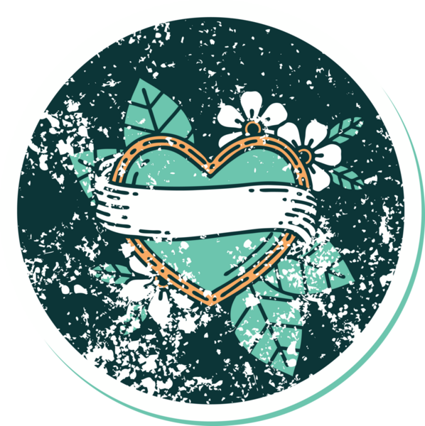 Bir insan tarafından çizilmiş kalp ve bayrağın sembolik depresif dövme şekli