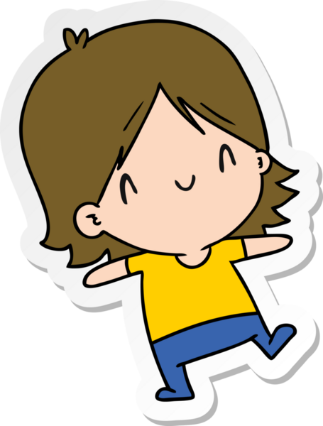 Bir insan tarafından çizilmiş sevimli bir kawai kızının çizilmiş bir karikatür çizimi.