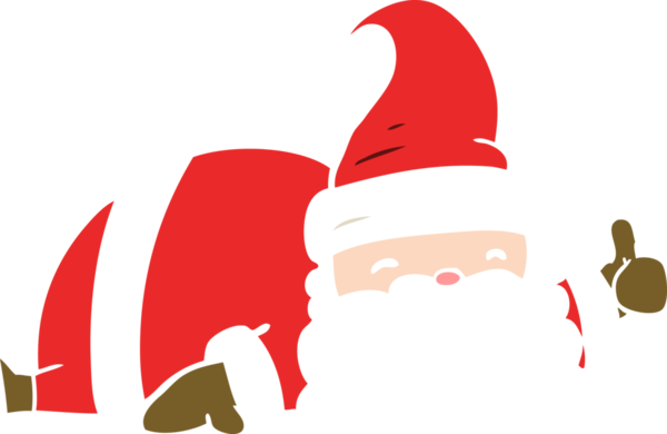 Düz renkli çizgi film. Uykulu Noel Baba bir insan tarafından çizilmiş.