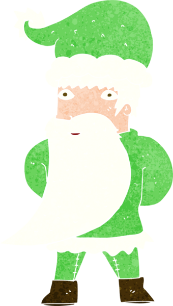 Bir insan tarafından çizilmiş Noel Baba çizgi filmi.