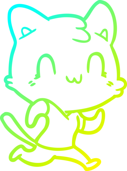 Bir insan tarafından çizilen çizgi film mutlu bir kedinin soğuk gradyan çizimi