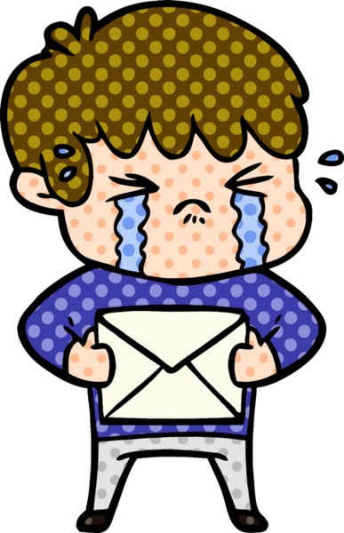 Bir insan tarafından çizilmiş ağlayan çizgi film çocuğu.