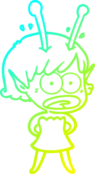 Bir çizgi film karakteri, bir insan tarafından çizilmiş soğuk gradyan çizimi.