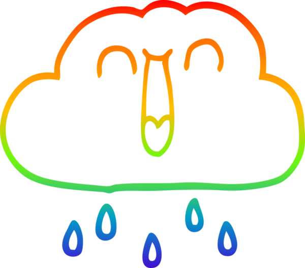 gökkuşağı gradyanı çizimi mutlu bir çizgi film yağmur bulutu bir insan tarafından çizildi