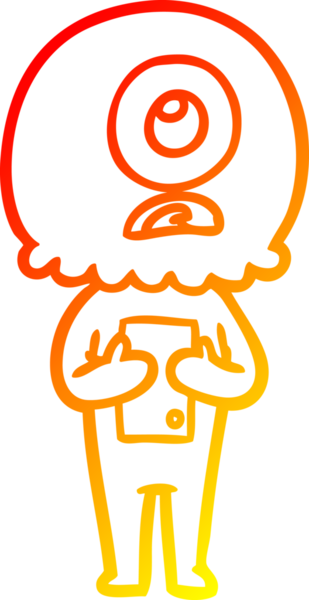 Bir insan tarafından çizilmiş sıcak çizgi çizgi çizimi Kiklops uzaylı uzay adamı