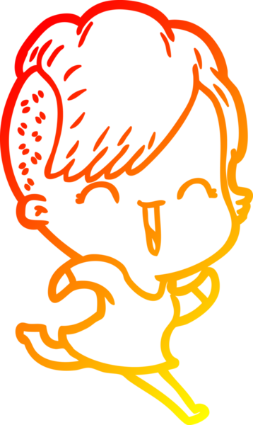 Bir insan tarafından çizilen mutlu bir hipster kızın çizgi çizimi.