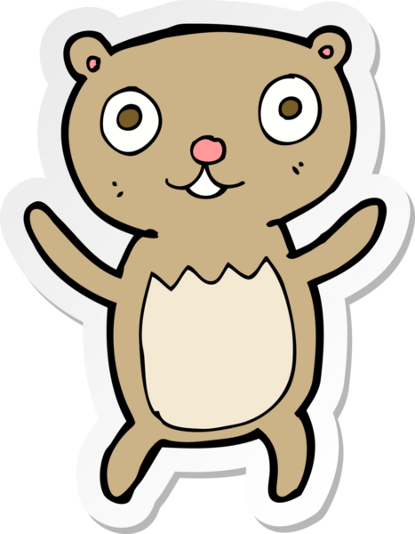 Bir insan tarafından çizilmiş oyuncak ayının çıkartması.