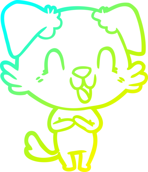 Bir insan tarafından çizilmiş gülen çizgi film köpeğinin soğuk çizgisi.