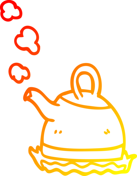 Bir insan tarafından fırının üzerine çizilen çizgi film çaydanlığının sıcak gradyan çizgisi.