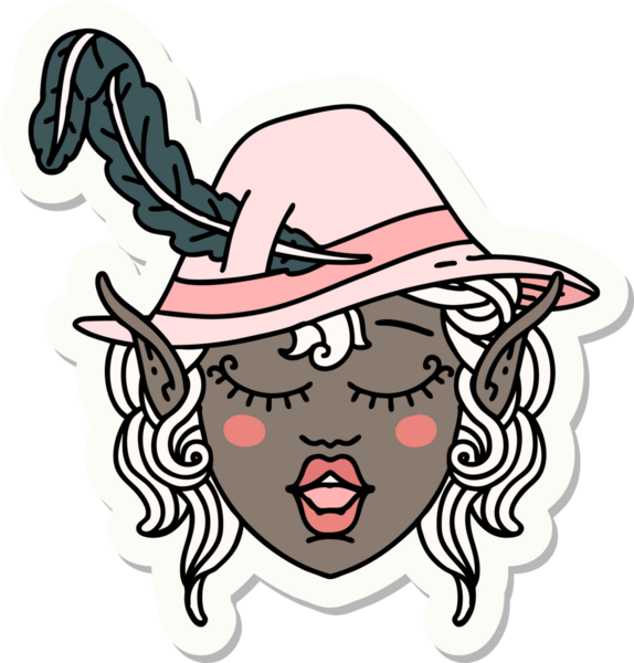 Bir insan tarafından çizilmiş bir elf şair karakteri çıkartması.