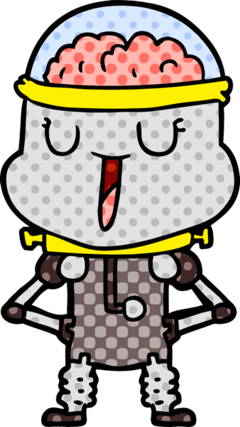 Bir insan tarafından çizilmiş mutlu çizgi film robotu