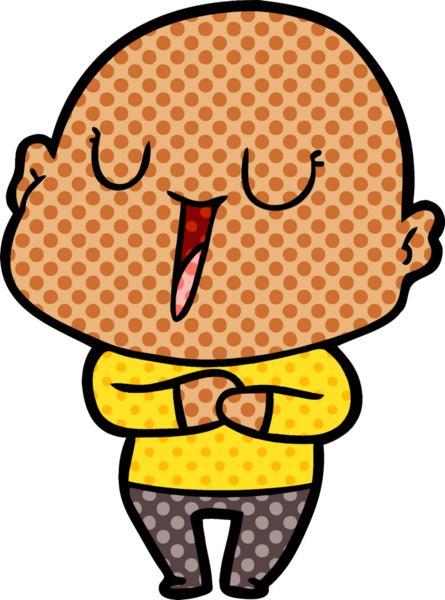 Bir insan tarafından çizilmiş mutlu, kel adam.