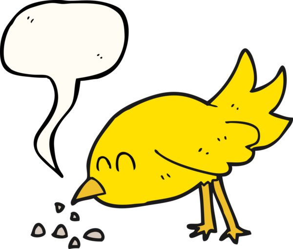 Bir insan tarafından çizilmiş serbest konuşma balonu karikatürü kuş gagalama tohumları