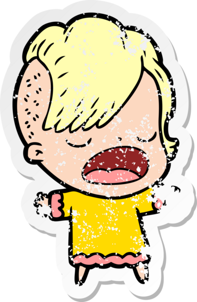 Bir insan tarafından çizilmiş havalı bir hippi kızın karikatür çıkartması.