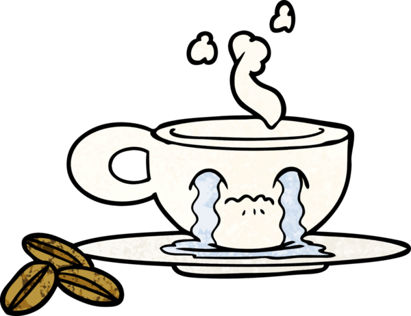 Bir insan tarafından çizilmiş ağlayan espresso fincanı.