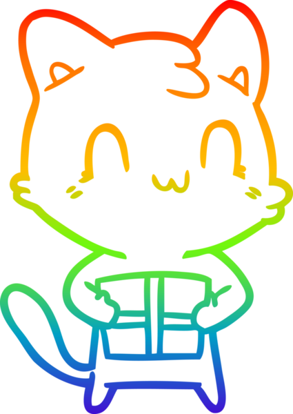 gökkuşağı gradyan çizgi çizimi Bir insan tarafından çizilmiş mutlu kedi