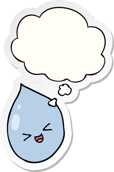 Düşünce baloncuklu karikatür yağmur damlası insan tarafından çizilmiş bir çıkartma.