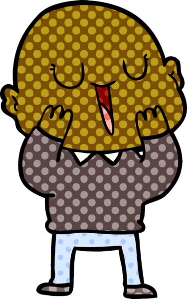 Bir insan tarafından çizilmiş mutlu, kel adam.