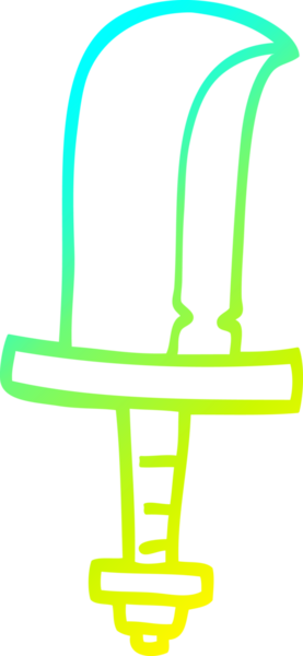 Bir insanın çizdiği altın kılıcın soğuk eğimli çizgisi.