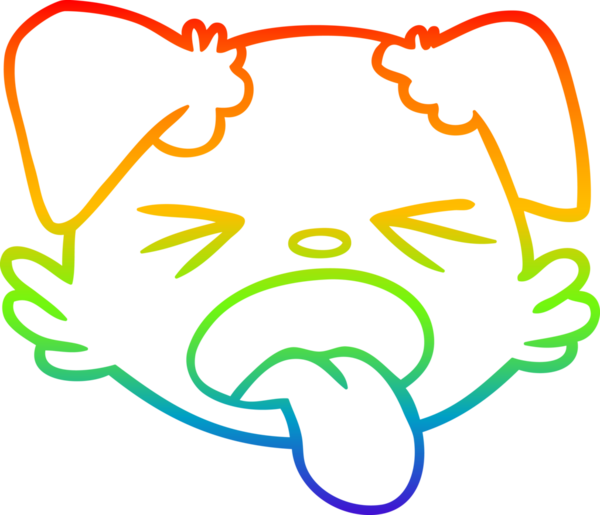 gökkuşağı gradyan çizgi çizimi bir insan tarafından çizilmiş bir köpek yüzü