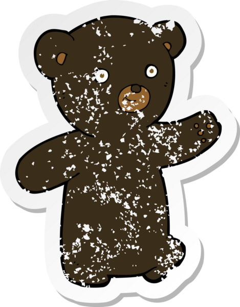 Bir insan tarafından çizilmiş siyah ayı yavrusunun gerilemiş çıkartması.