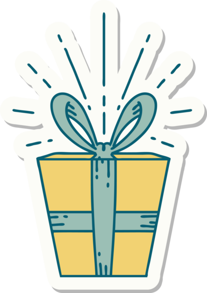 Bir insan tarafından çizilmiş dövme stili Noel hediyesi.