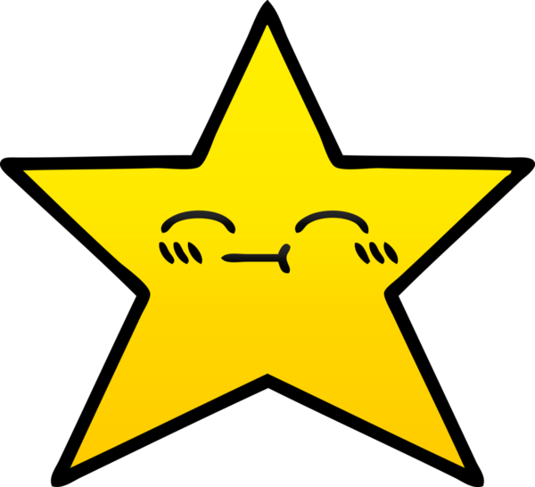 Bir insan tarafından çizilmiş altın yıldızın gölgeli karikatürü