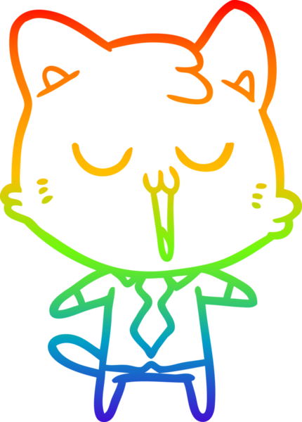 Bir insan tarafından çizilmiş tişörtlü ve kravatlı çizgi film kedisinin çizimi