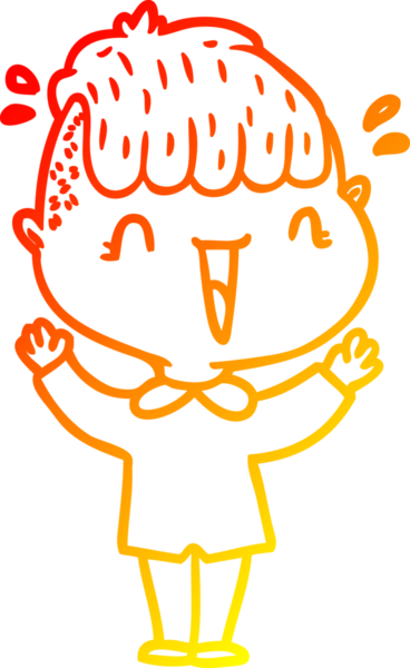 Sıcak bir çizgi film çizimi. Mutlu bir çocuk. Bir insan tarafından çizilmiş.