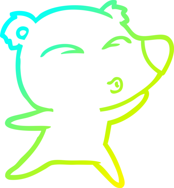 Bir insan tarafından çizilmiş ıslık çalan bir ayının soğuk çizgi çizimi.