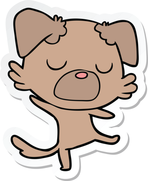 Bir insan tarafından çizilmiş bir köpeğin çıkartması.