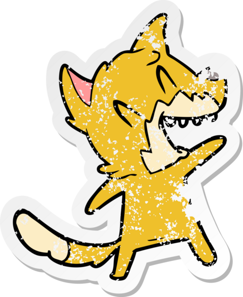 Bir insan tarafından çizilmiş gülen tilki çizgi filminin sıkıntılı çıkartması.