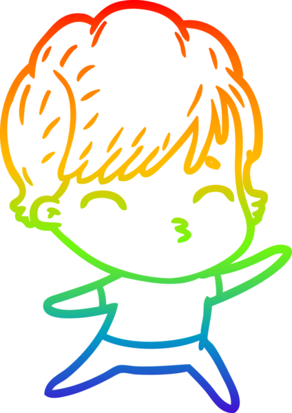 Gökkuşağı gradyan çizgi çizimi Bir insan tarafından çizilmiş bir çizgi kadın