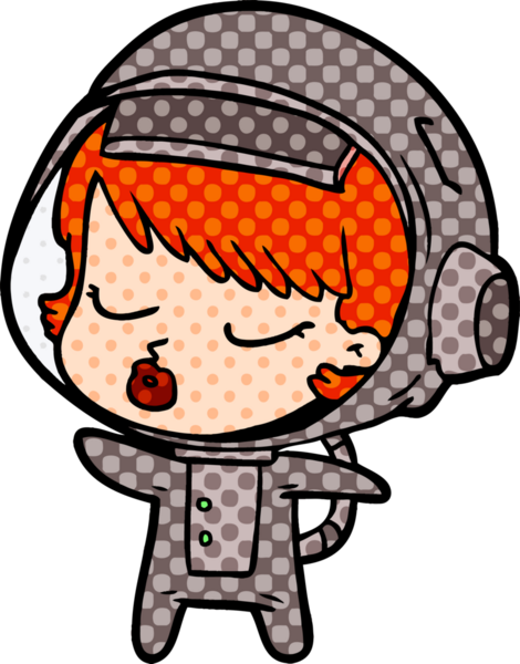 Bir insan tarafından çizilmiş güzel astronot kız.