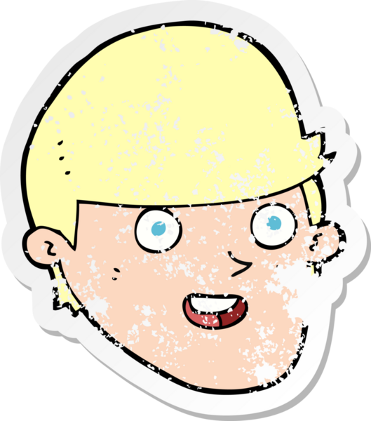 Bir insan tarafından çizilmiş koca çeneli bir çizgi film karakterinin gerilimli çıkartması.