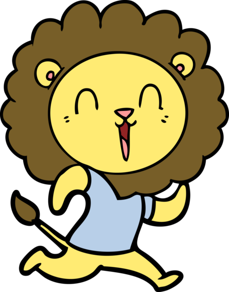 Bir insan tarafından çizilmiş gülen aslan çizgi filmi.