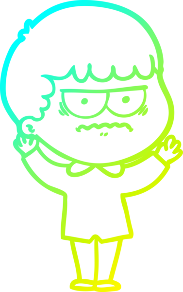 Bir insan tarafından çizilmiş bir çizgi filmin soğuk gradyan çizimi.